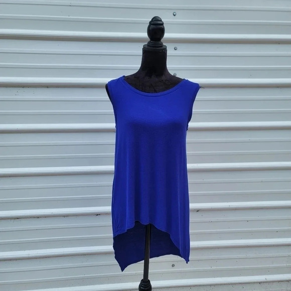 THX Thanx Collection Women's Purple Stretch Assymetric Sleeveless Top sz M - Picture 1 of 8